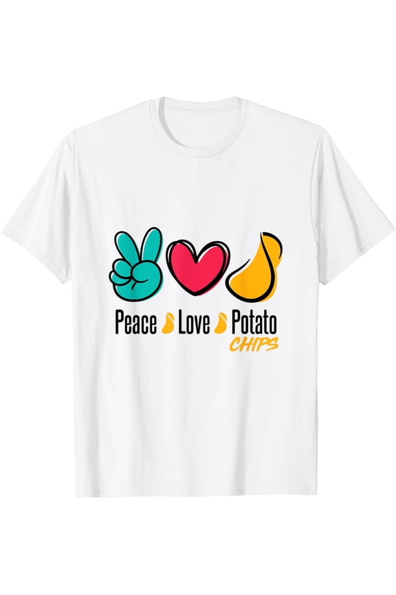 T-SHIRTPeace Love Potato Chips Snack Food Chip Lover T-Shirt mens t shirt,white,women,funny,misfits,men,journey