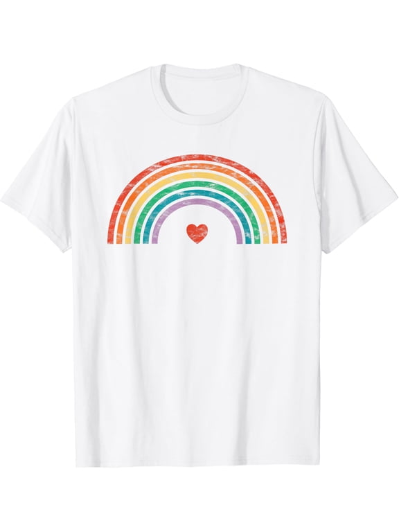 T-SHIRTRetro Rainbow Vintage Pride LGBTQ T-Shirt mens t shirt,white,women,funny,misfits,men,journey