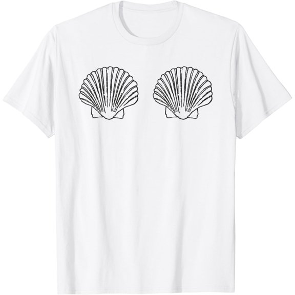 T-SHIRTShell Boob Print Original Seashell Beach Line-art Shell Boob T-Shirt mens t shirt,white,women,funny,misfits,men,journey