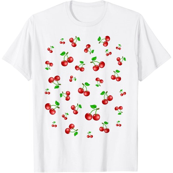 T-SHIRTSummer Sweet Cherry Red Cherries Fruit Vibes T-Shirt mens t shirt，white，women，funny，misfits，men，journey