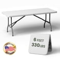 thumbnail image 1 of T-SKR 6ft Folding Table, Sturdy 330lb Cap, Reinforced Steel Legs, Foldable with Safety Lock, Portable for Parties, Picnics, Weddings, Camping, 1 Pack, 1 of 6