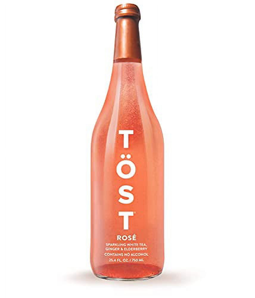 TÖST Rosé All-Natural Non-Alcoholic Sparkling Beverage Refresher with White tea, Elderberry, Ginger, 25.4 Fl Oz (Rosé, Pack of 3)