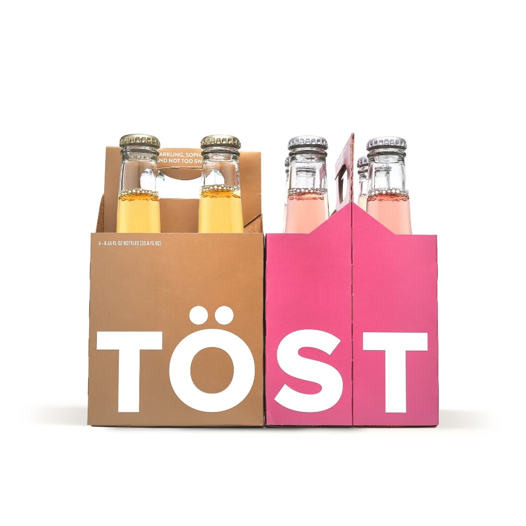 TÖST + TÖST Rosé All-Natural Non-Alcoholic Sparkling Beverage, Combo Pack 250 ML - 32 pack