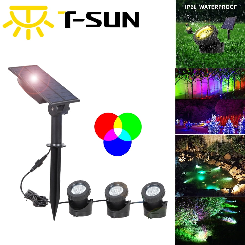 TSUN 3 IN 1 Solar Pond Lights Submersible RGB Color Changing & Fixed