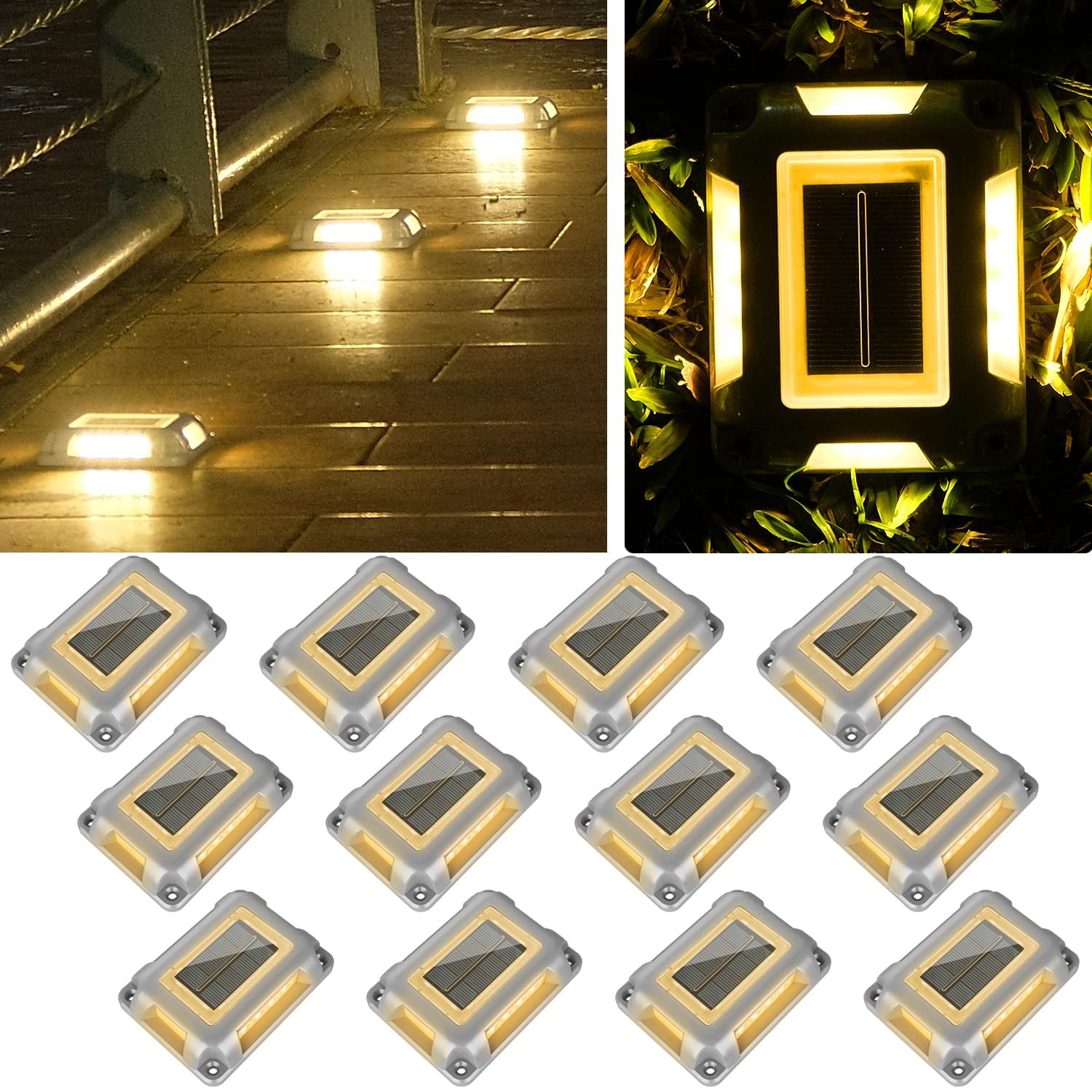 T-SUN Solar Dock Lights, Solar Driveway Lights Outdoor, 12 Pack LED ...