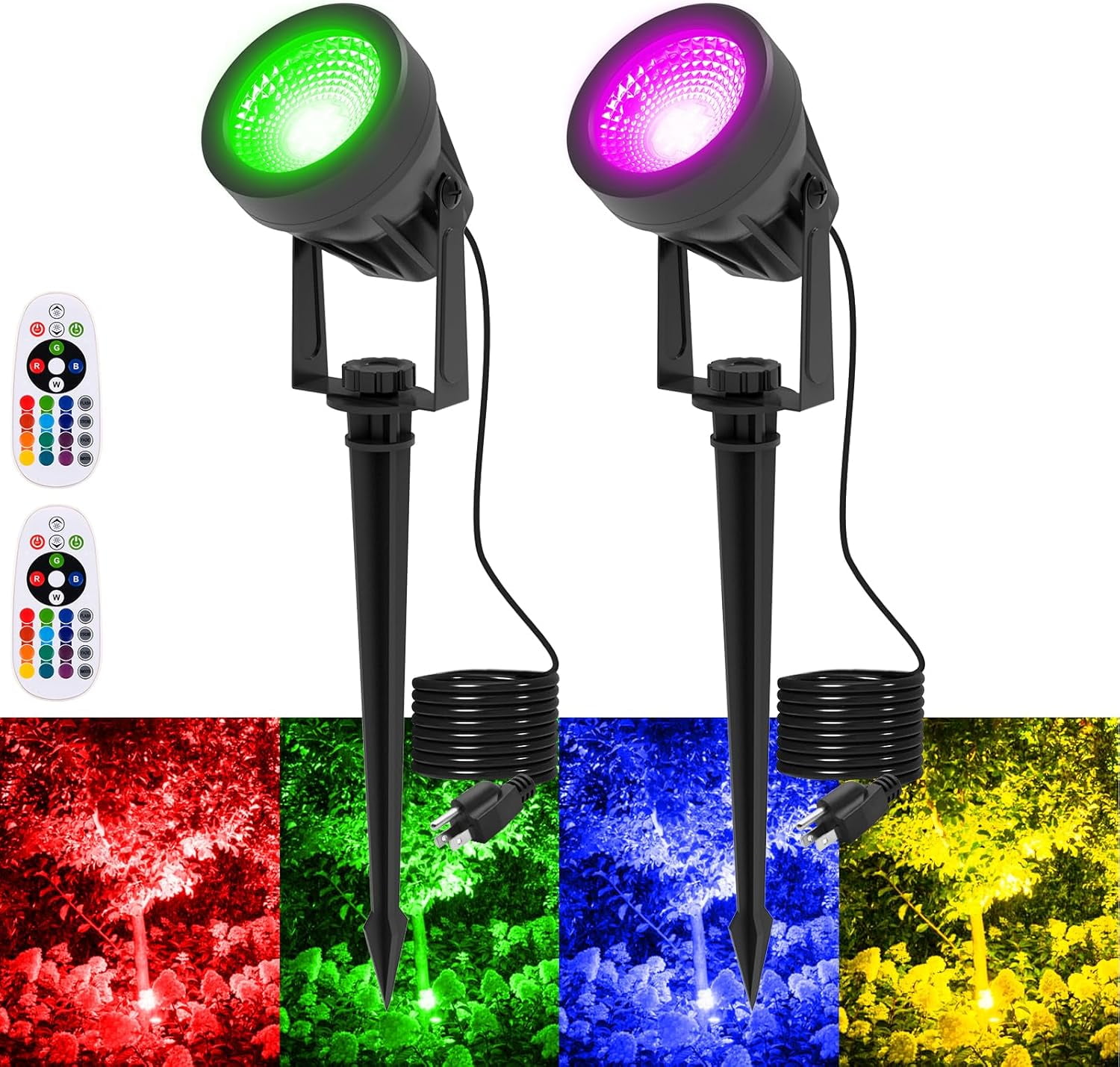 T-SUNUS Solar Gartenleuchten 4er-Set – RGB Farbwechsel, IP65 Wasserdicht, Mit Erdspieß & Wandmontage