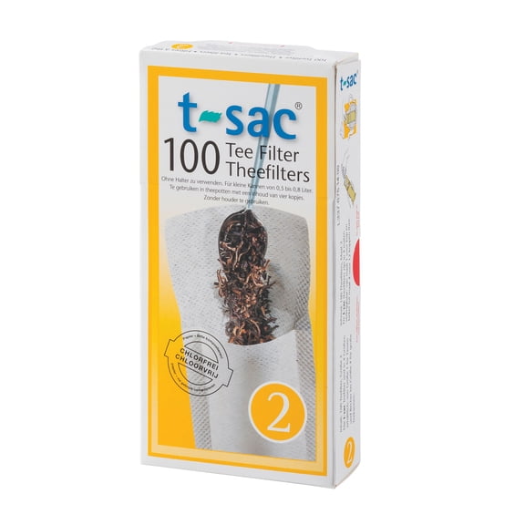 T-Sac Tea Filter Bags, Disposable Tea Infuser, Number 2-Size, 2 to 4-Cup Capacity, Set of 100