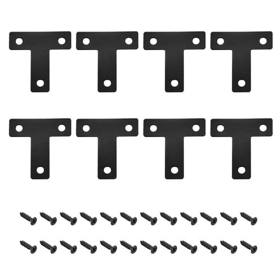T Shape Bracket, 40x40x1mm Carbon Steel Mending Plates for Joint Fastener with Mounting Screws Black 8Pack