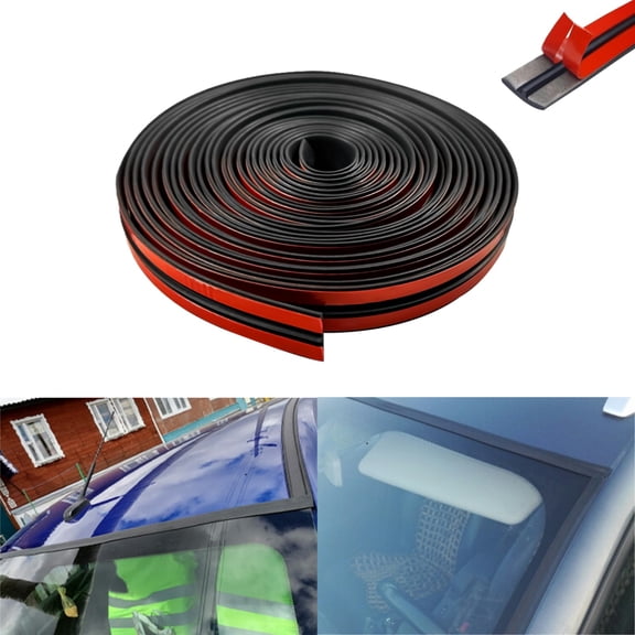 T Shape Car Rubber Weather Stripping Seal Strip, 13.12Ft Self Adhesive Automotive Window Seal, Waterproof Sound Insulation Trim for Car Sunroof Windshield Roof Edge