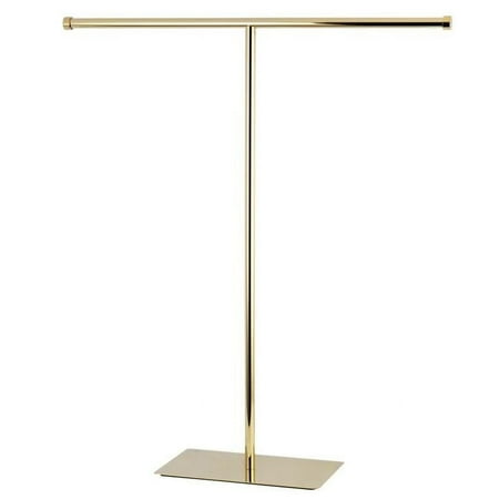 T-Shape Claremont Towel Rack, Polished Brass
