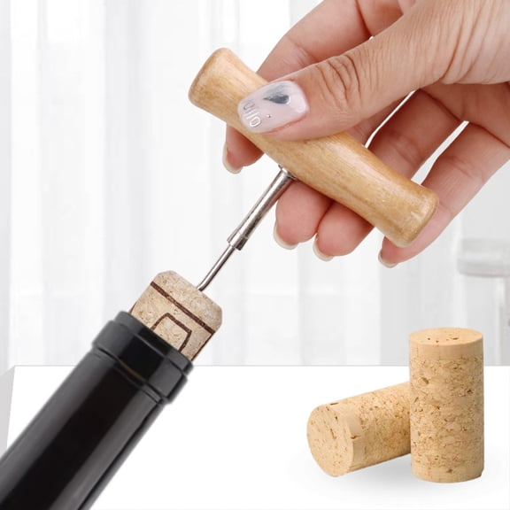 T-Shape Corkscrew & Multi-Function Can/Bottle Opener,2-in-1 Manual Opener & Can Opener Set,Wood/ Handle,Stainless Steel,for Home & Kitchen(Brown)