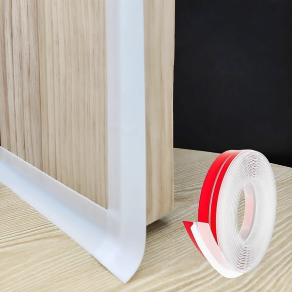 T Shape Door Seal Strip for Door & Windows Gaps,Draft Stopper Bottom Sweep Weather Stripping for , Noise Reduction,Easy Install (White, 1.38" W x 9.8Ft)