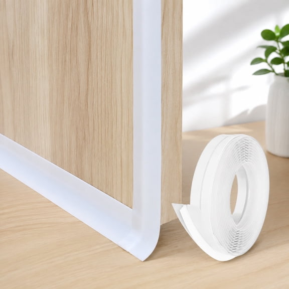 T Shape Door Seal Strip for Windows & Doors, Weatherproof Draft Stopper Bottom Sweep, Energy Saving Noise Reduction, Easy Install White 1.38" x 9.8Ft