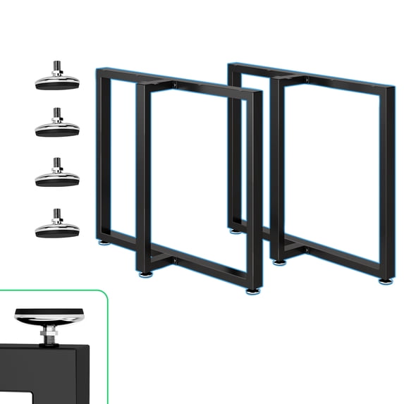 T Shape Heavy Duty Metal Table Legs Set of 2, 28" H×35" W able Legs with Adjustable Foot Pads, 1000 LBS Load Capacity for Desk Dining Bench, Black