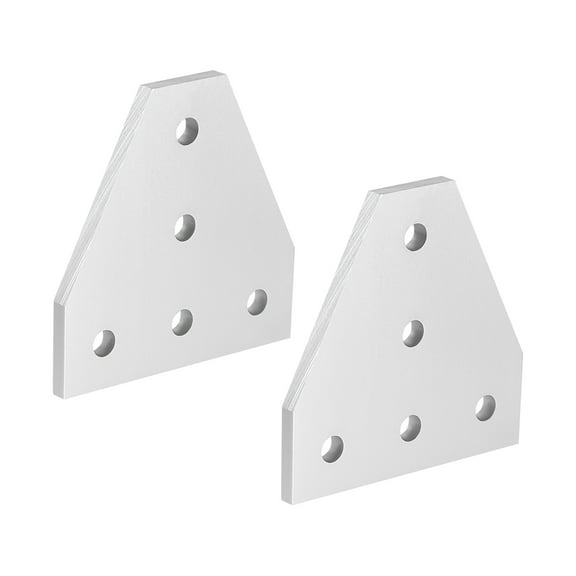 T Shape Outside Joining Plate, 60mm x 60mm x 4mm w 5-Hole Joint Bracket for 2020 Aluminum Profile, 2 Pcs (Silver)