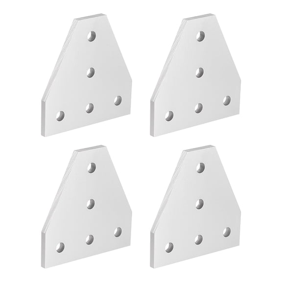 T Shape Outside Joining Plate, 60mm x 60mm x 4mm with 5-Hole Joint Bracket for 2020 Aluminum Profile 4 Pcs (Silver)