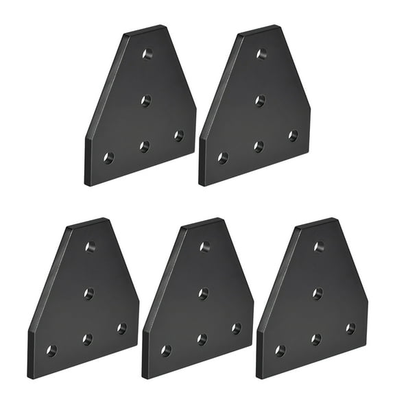 T Shape Outside Joining Plate, 60mm x 60mm x 4mm with 5-Hole Joint Bracket for 2020 Aluminum Profile 5 Pcs (Black)
