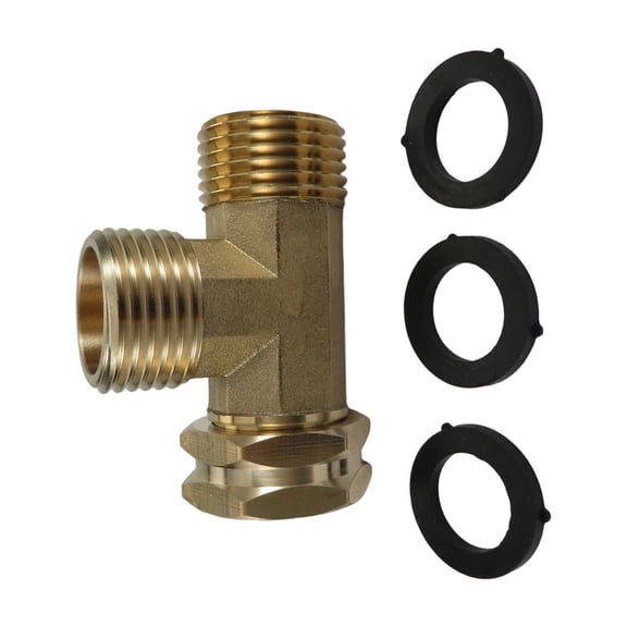 T Shape Pipe Connector 3/4inch Standard Brass Swivels Pipe Fitting for Garden Hose Water Flows Distribution Enduring