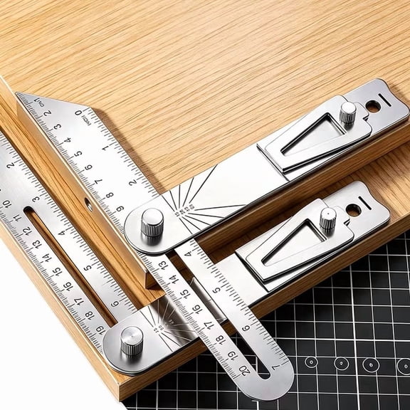 T-Shape Woodworking Scriber Ruler Multi-Angle Marking Tool for Accurate Measurement, 45/90 Degree Adjustable Scribing Gauge with Dual Scale for Carpentry, Joinery, and Layout Tasks