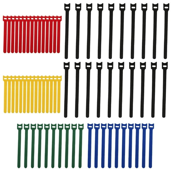 T-Shaped Back-To-Back Velcro Cable Tie Cable Data Cable Management Tape Self-Adhesive 70Pc (Black 20Pc, Red and Yellow 15Pc Each, Blue and Green 10Pc Each)âCable Tiesâ