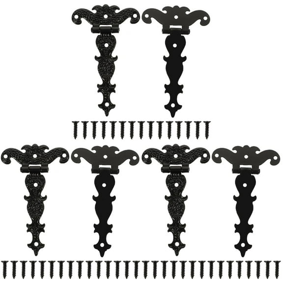 T-Shaped Door Hinge Cupboard Shed Cabinet Hinges Wood Gate Antique Shutter Hardware Fence 6 Pcs