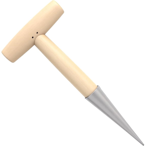T-Shaped Garden Seed Dibber with Depth Measurements - Stainless Steel Bulb Planter Tool with Wooden Handle for Planting Seeds, Bulbs, Tulips, Daffodils & Flowers, Perfect Gardening Hole Digger