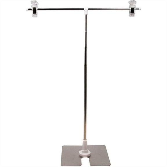 T Shaped Metal Banner Holder,Adjustable Table Poster Stand,Countertop Advertising Display Rack,7.87~35.43 Inch Retractable Portable Stand for Indoor Outdoor Store Desktop Poster Display,White
