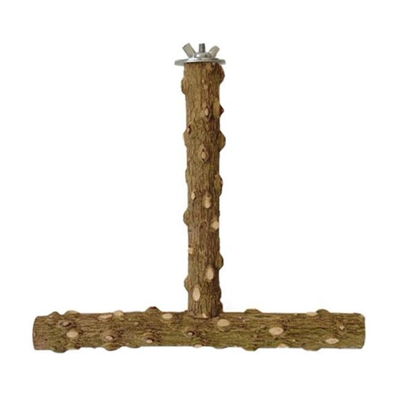 T-Shaped Parrot Perch Stand Natural Wood Branch For Small Medium Birds Cage