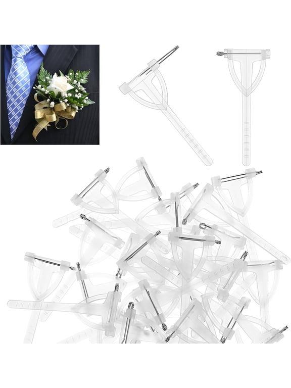 T-Shaped Plastic Boutonniere Safety Pins Triangle Brooch for Groomsmen, Wedding Corsage, Birthday & Festivals(RL 90 PCS)