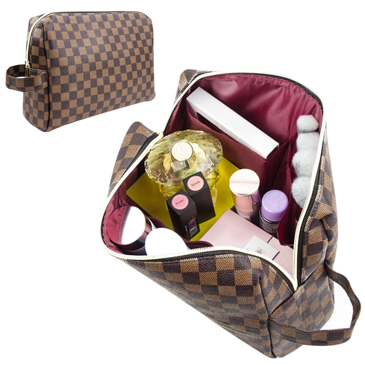 Kososuru Small Makeup Bag, Portable Waterproof Cosmetic Bag Travel Makeup  Pouch for Women (Pink, Square)