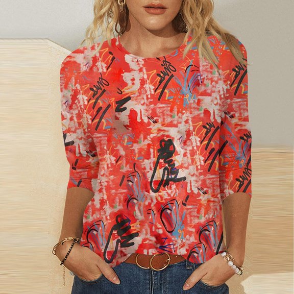 T Shirt 3/4 Sleeves Women Summer Tops for Teen Girls Summer Blouses Cotton Oversized Tee Shirts for Women Plus Size orders placed