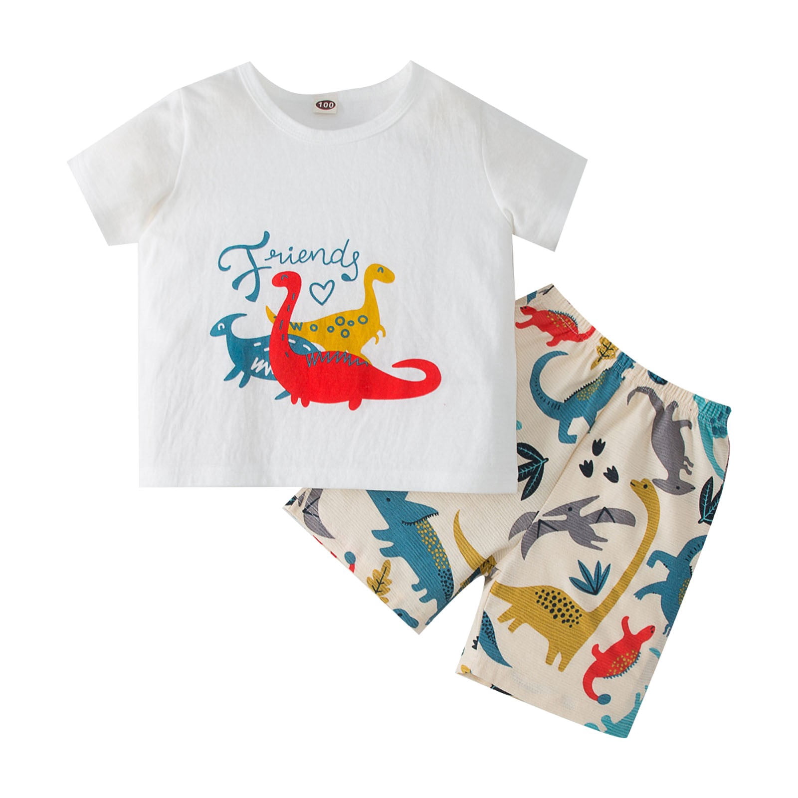 Toddler & Kids Boy Premium 2-Piece Outfit - Printed Shirt & Shorts Set 1-5Y