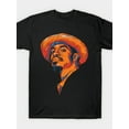 thumbnail image 1 of T-Shirt – Andre 3000 Illustration, Round Neck Short Sleeve, Black with Vibrant Orange & Blue Strokes, Lightweight & Comfortable, Perfect for Summer, Birthday or Valentine's Day Gift, 1 of 5
