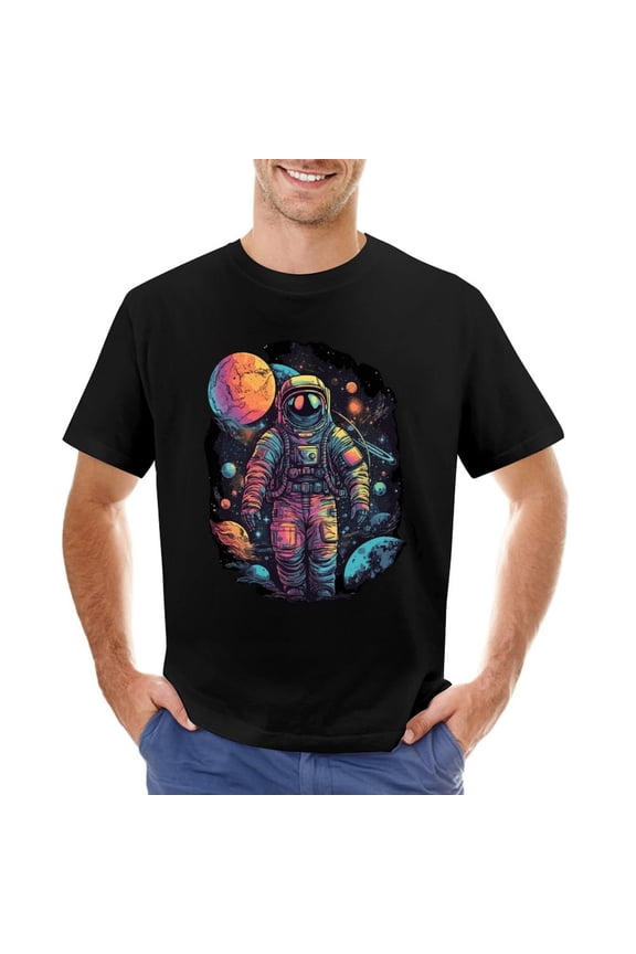 T-Shirt Astronaut Space Exploration Men's Colorful Galaxy Graphic Tee