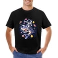 thumbnail image 1 of T-Shirt Astronauts Riding Shark Men's Funny Graphic Tee Shirt, 1 of 5