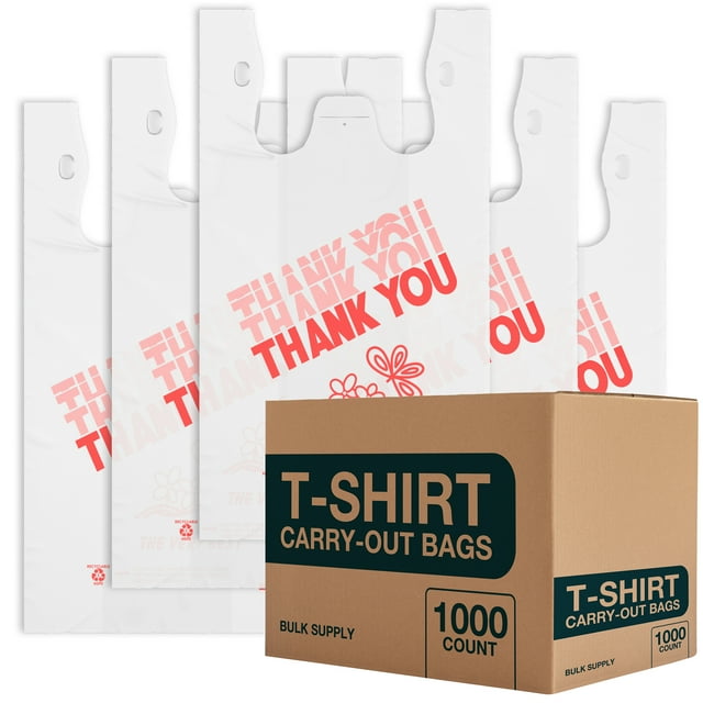 T Shirt Bags White Plastic Bags with Handles Shopping Bags for