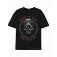 thumbnail image 1 of T-Shirt Born to Ride, Ride to Live - Motorcycle Skull Graphic Tee, 1 of 7