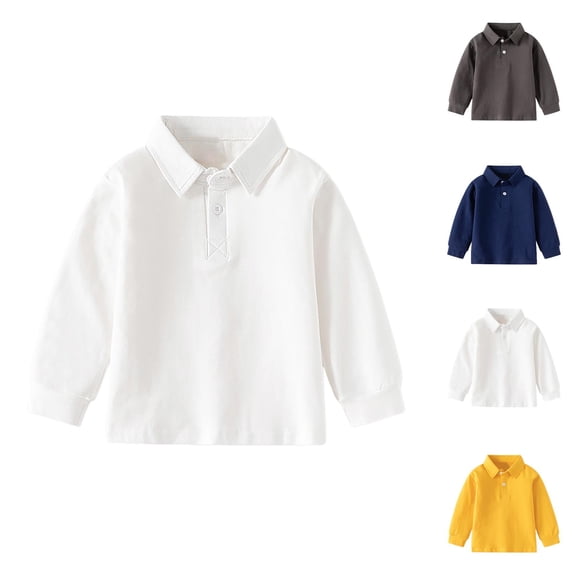 T Shirt for Boys Fall Winter Basics Toddler Baby Boys Girls Long Sleeve Solid Shirt Plain Color Cotton Tops Essential Layering Clothes for Cold Weather