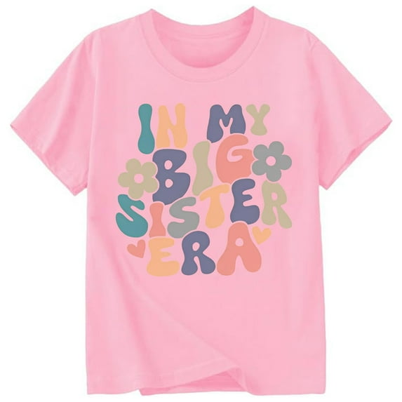 T-Shirt Boys Girls Cartoon Letter Print Crewneck Clothes Outfit Plus Size Breathable Boys' Activewear T-Shirts,Pink,130