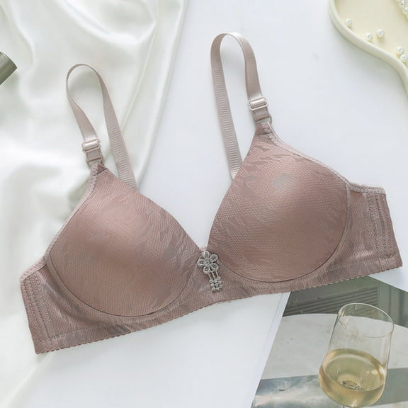 T Shirt Bra, Xunlbb Women's Daily Adjustable Underwear Gathered Thin Bra Without Steel Ring(Gray,42)