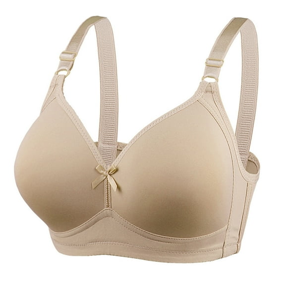 T-Shirt Bra Women No Underwire Lactation Vest Bra Back Adjustment Yoga Running Bra V-Neck Lightly Lined Bra Feature Hook and Eye Closure Soft Bra Style Y-576 , Khaki XXL