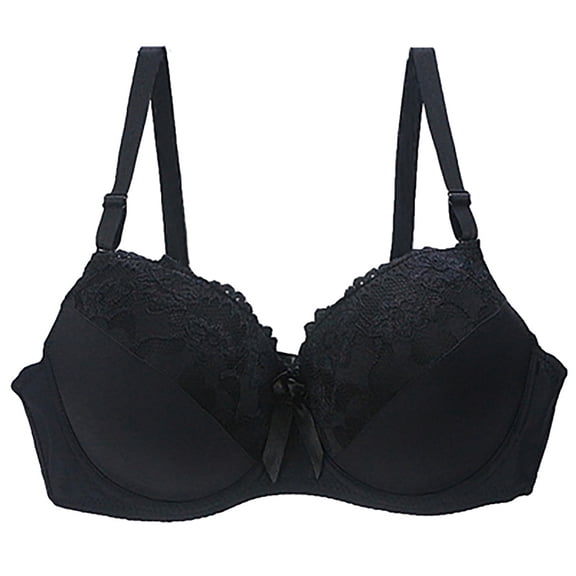 T Shirt Bra Women's Push up Bra, Lace Comfy Padded Brassiere Underwire Bra Gathering Underwear Bras Womens Bras Underwire Black XXL
