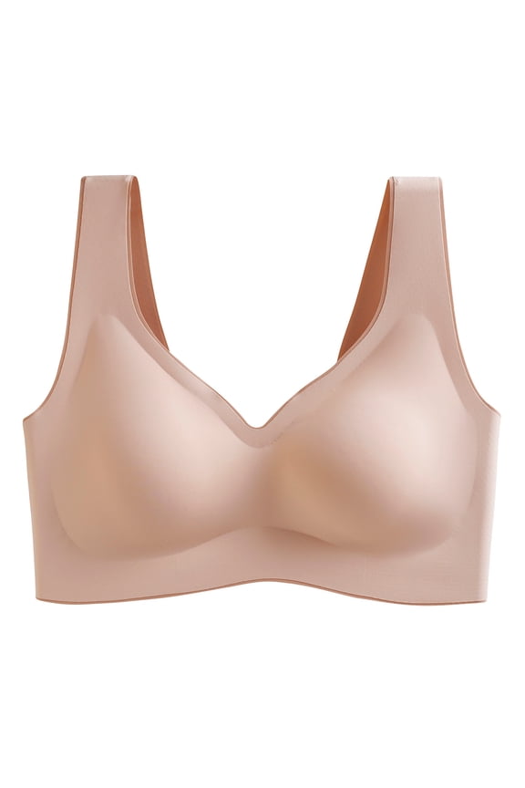 T Shirt Bras for Women Back-Smoothing Bra Feature V-Neck Wire-Free Bra Style W-929 Beige XL