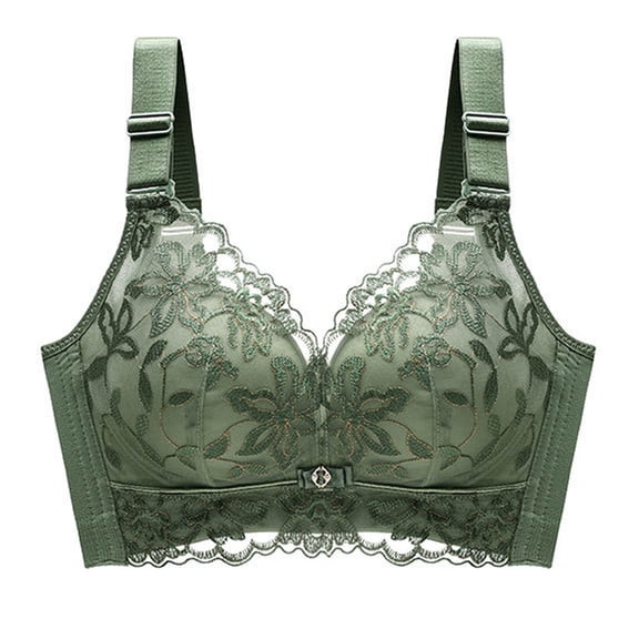 T Shirt Bras for Women No Underwire Full-Coverage Bra Feature V-Neck Balconette Bra Style W-1447 Hook and Eye Closure Sports Bras Green S