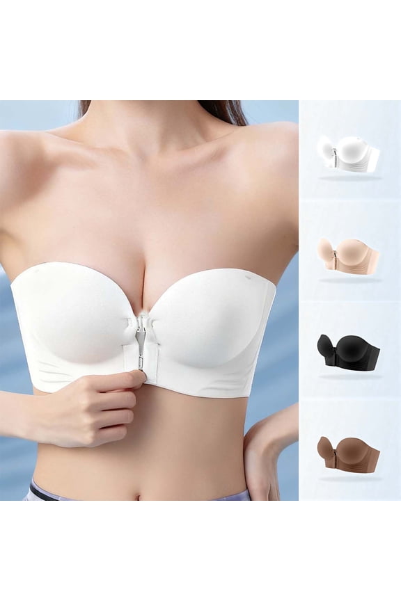 T-Shirt Bras for Women Seamless Comfort Front Closure Bra Multi-Way Wireless Push Up Bras with Detachable Straps Black Bras,Size S-XL