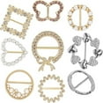 thumbnail image 1 of T-Shirt Clips 9 pcs, Clothes Corner Knotted Button, Fashion Alloy Pearl Rhinestone Circle Clip Buckle Round Shirt Silk Scarf, 1 of 4