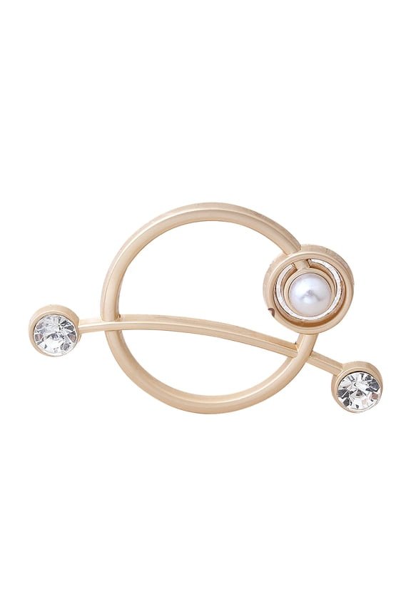 T-Shirt Clips and Clothes Button Clasps, Fashion Alloy Pearl Rhinestone Clip Buckle for Round Neck Shirt, Blouse, Silk Scarf, Top Accessory