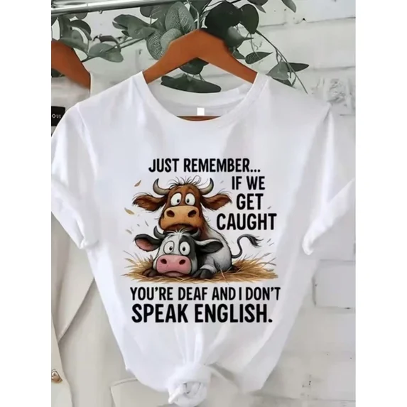 T-Shirt, Cows Funny Quote Pattern Printed Tshirt, Unisex T-Shirt