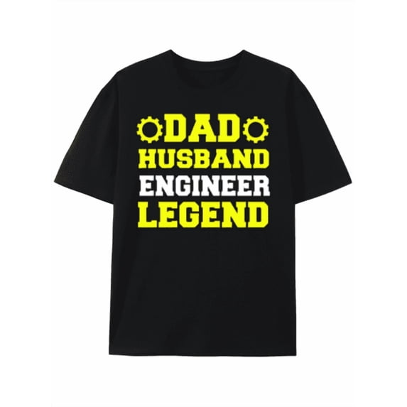 Greenink T-Shirt Dad, Husband, Engineer Legend - Proud Father's Day Gift Tee,Men's Summer Round Neck Short Sleeved Casual Cotton Print