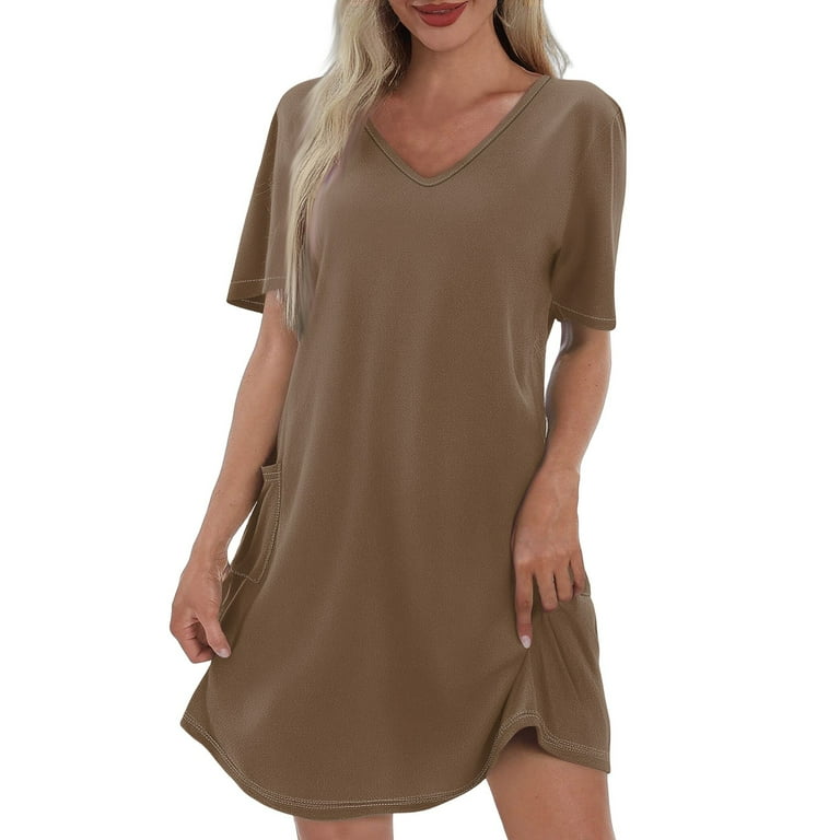 T Shirt Dresses For Women 2025, T Shirt Sundress Casual V Neck